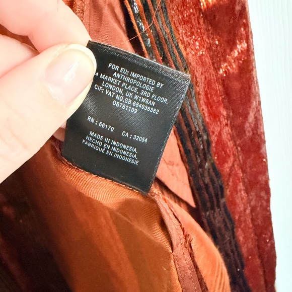 Anthropologie Metallic Burnt Orange Velvet Kimono - Picture 5 of 6